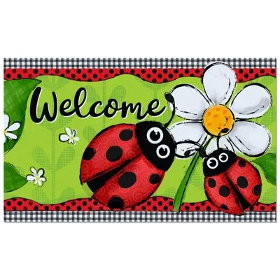 Counterart Ladybug Welcome Indoor/outdoor Entryway Floor Mat In Black;green;red