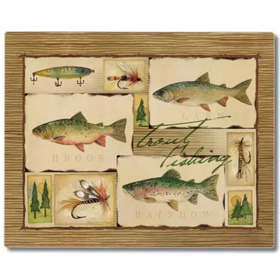 Counterart Lake House Collage Tempered Glass Cutting Board 12" X 15" In Multi