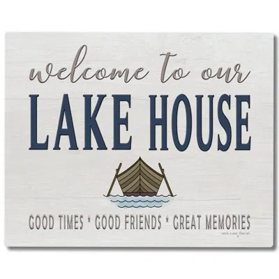 Counterart Lake House Welcome Tempered Glass Cutting Board 12" X 15" In Multi