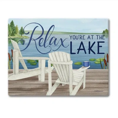 Counterart Lake Life Relax Tempered Glass Cutting Board 10" X 8"