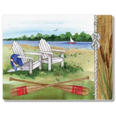 Counterart Lake Side Tempered Glass Cutting Board 10" X 8" In Multi