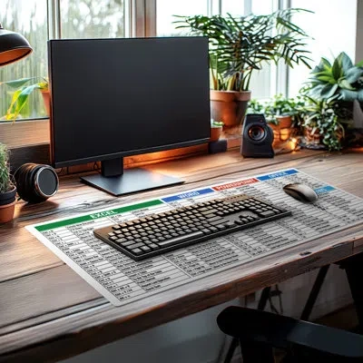 Counterart Large Waterproof Desk Protector-office-windows Cheat Sheet 32” X 16” In Blue;black;white;green;red
