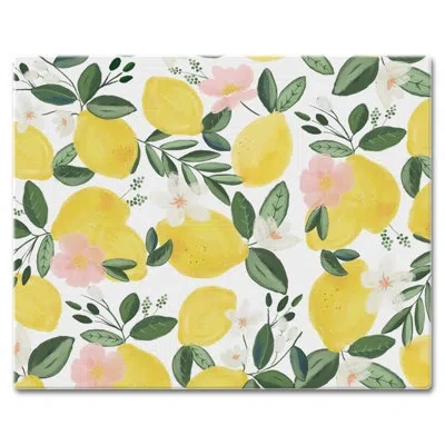 Counterart Lemons On The Vine 3mm Glass Cutting Board 15” X 12”