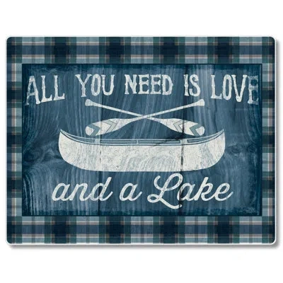Counterart Love & A Lake Tempered Glass Cutting Board 10" X 8" In Blue