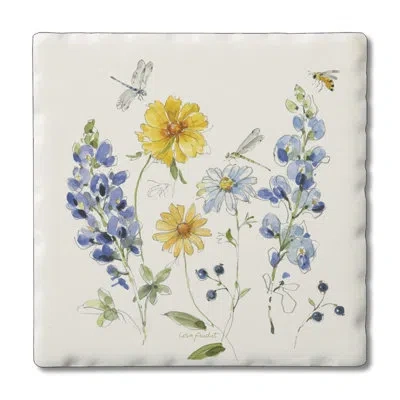 Counterart Lovely Blues 4-pack Tumbled Tile Stone Coasters In Blue;white;green;yellow