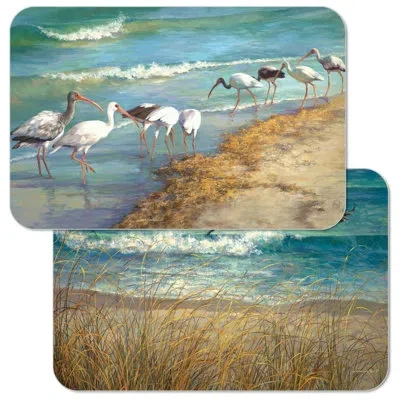 Counterart Marco Island Birds 4 Piece Reversible Plastic Placemat Set In Blue;brown;white;green;gray;multicolor