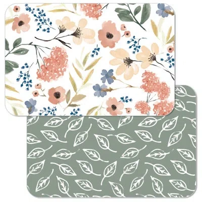 Counterart Meadow 4 Piece Reversible Rectangular Easy Care Placemats In Green;orange
