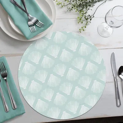 Counterart Mermaid Scales 4 Piece Round Reversible Easy Care Placemats In Blue;white;green