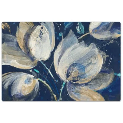 Counterart Midnight Garden Comfort Anti-fatigue Mat In Blue