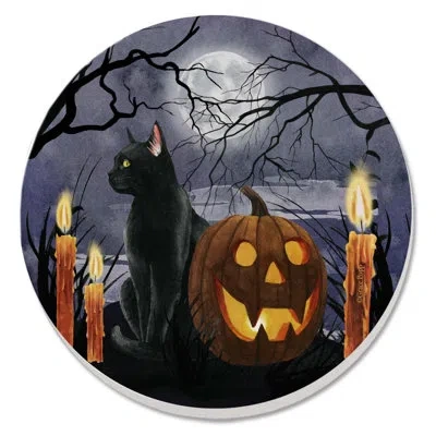 Counterart Midnight Magic 4-pack Round Absorbent Stone Coasters In Black;gray;yellow;orange