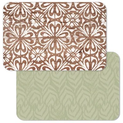 Counterart Modern Farmhouse 4 Pack Flexible Plastic Tabletop Placemats In Brown;green