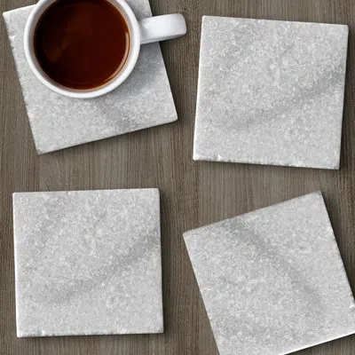 Counterart Natural Marble 4 Pack Absorbent Stone Coasters With Protective Cork Backing In Gray
