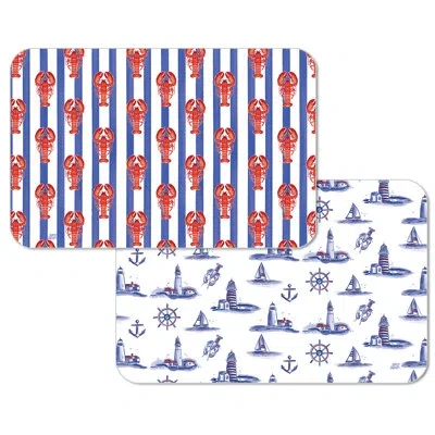 Counterart Nautical Coast 4 Pack Reversible Easy Care  Placemats In Blue