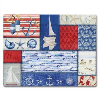 Counterart Nautical Fragments 3mm Glass Cutting Board 10” X 8”