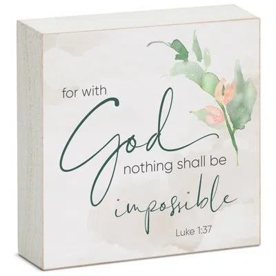 Counterart Nothing Shall Be Impossible Wood Box Sign In Green,ivory