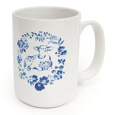 Counterart Painted Farm 15 Oz. Decorative Ceramic Mug In White