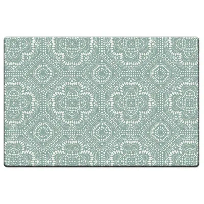 Counterart Pattern Study Comfort Kitchen Floor Mat In Ivory;green