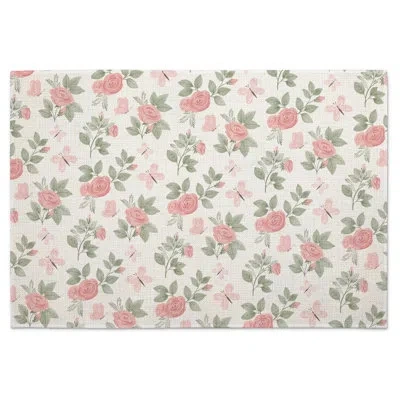 Counterart Pretty Coquette 4-pack Poly-cotton Blend Washable Placemats In Pink