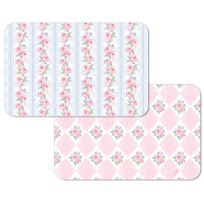 Counterart Pure Romance 4 Pack Reversible Easy Care Placemats In Blue