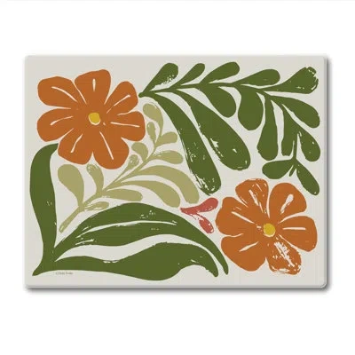 Counterart Retro Floral 3mm Tempered Glass Cutting Board 10" X 8"