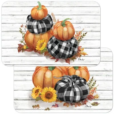 Counterart Rustic Fall 4 Piece Reversible Easy Care Flexible Plastic Placemats In Brown;green;orange
