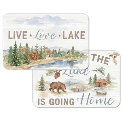 Counterart Rustic Lake 4 Pack Reversible Easy Care Placemats In Blue