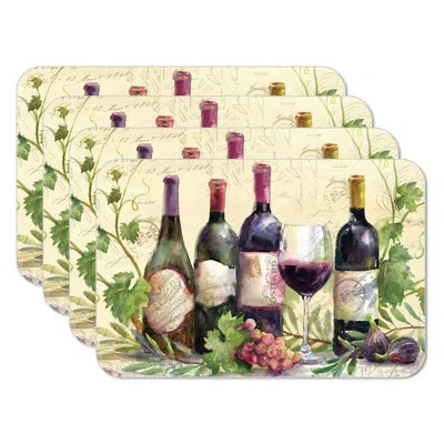 Counterart Rustic Wine 4 Piece Reversible Flexible Plastic Placemat In Blue;brown;red;purple