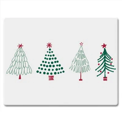 Counterart Scandi Christmas 3mm Glass Cutting Board 10” X 8”