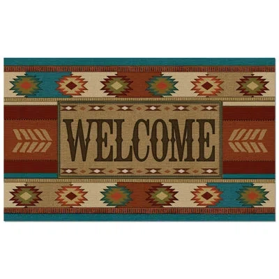 Counterart Southwest Welcome Indoor/outdoor Entryway Floor Mat In Blue;brown;orange