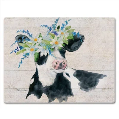 Counterart Spring Cow 3mm Glass Cutting Board 10” X 8”