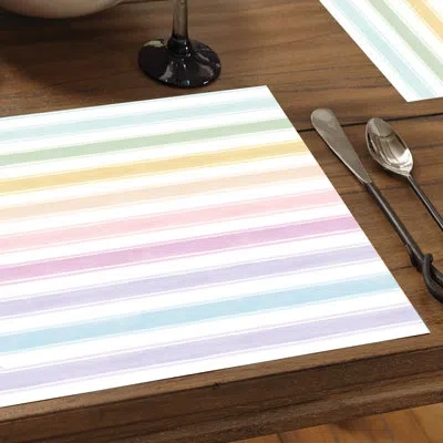 Counterart Spring Stripes 24-sheet Premium Paper Placemats In Pink