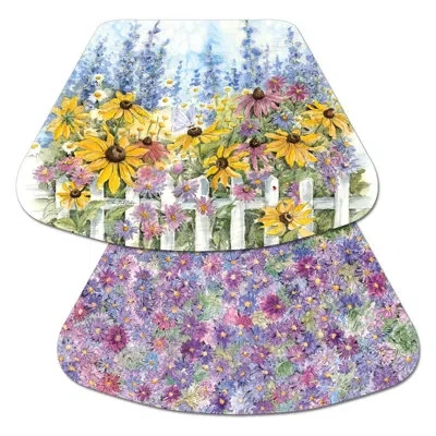 Counterart Springtime Garden 4 Piece Reversible Wedge Shaped Easy Care Placemats In Blue;green;yellow;purple