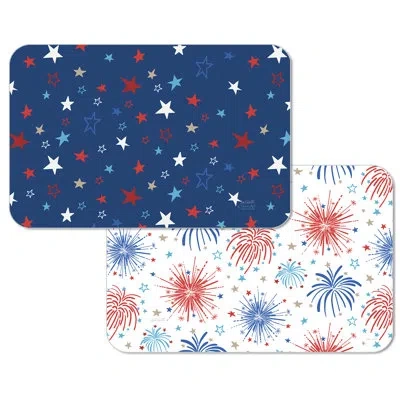 Counterart Star Spangled 4 Pack Reversible Easy Care Placemats In Blue