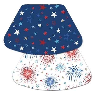 Counterart Star Spangled Reversible Wedge Shaped Easy Care Placemats In Blue;green;red