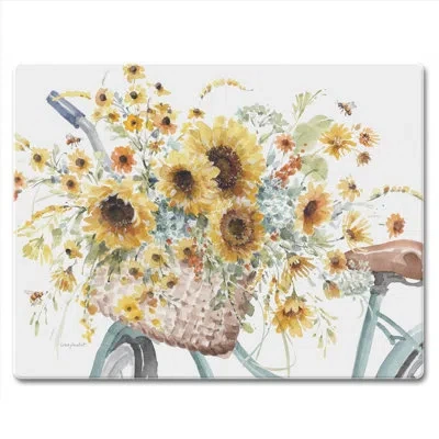 Counterart Sunflowers Forever Tempered Glass Cutting Board 10" X 8"
