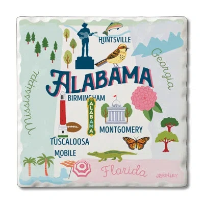 Counterart Thirstystone Alabama 4 Piece Tumbled Tile Coaster Set In Blue;brown;white;green;red
