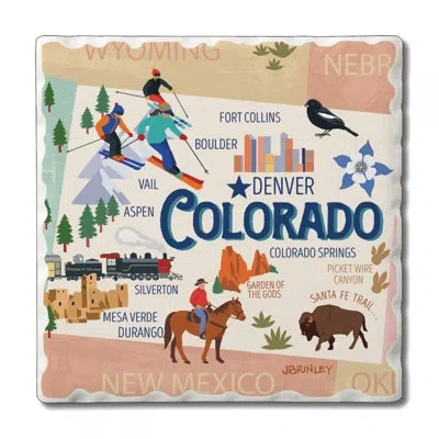 Counterart Thirstystone Colorado 4 Piece Tumbled Tile Coaster Set In Blue;brown;white;gray
