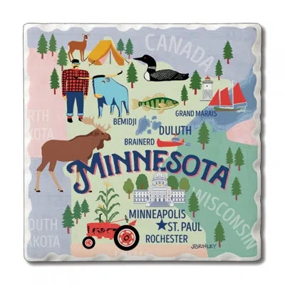 Counterart Thirstystone Minnesota 4 Piece Tumbled Tile Coaster Set In Blue;green;gray