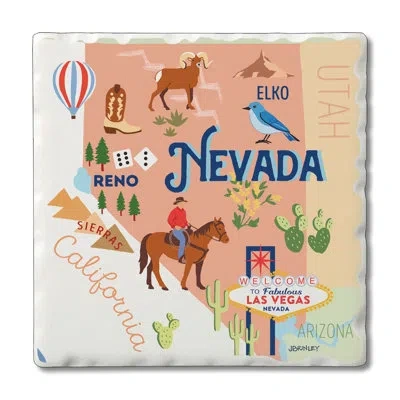 Counterart Thirstystone Nevada 4 Piece Tumbled Tile Coaster Set In Blue;brown;white;red