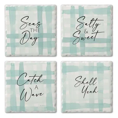 Counterart Thirstystone Salty & Sweet 4-pack Tumbled Tile Stone Coasters In Black;white;green