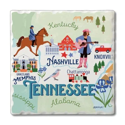 Counterart Thirstystone Tennessee 4 Piece Tumbled Tile Coaster Set In Blue;white;green