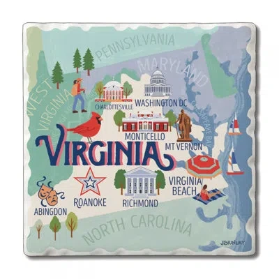 Counterart Thirstystone Virginia 4 Piece Tumbled Tile Coaster Set In Blue;white;green;red