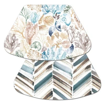 Counterart Tidepool Reversible Wedge Shaped Easy Care Placemats In Blue;brown;green