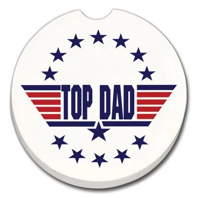 Counterart Top Dad 1 Pack Absorbent Stone Coaster For Vehicle Cup Holder 2.6” Diameter In Muticolor