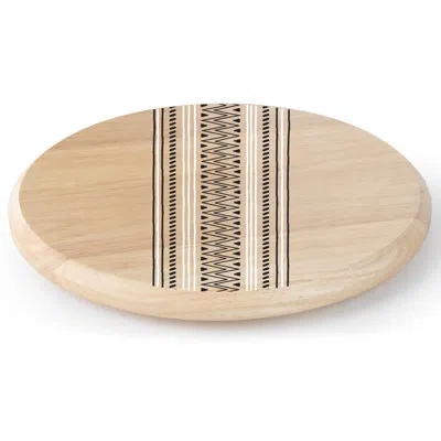 Counterart Tribal Designed Wood Lazy Susan Turntable 14" Diameter In Brown