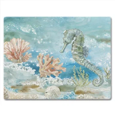 Counterart Under Sea Horse 3mm 3mm Glass Cutting Board 10” X 8”
