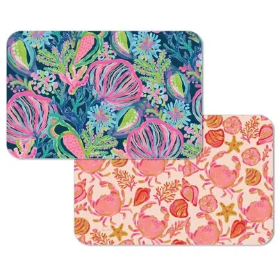 Counterart Vibrant Sealife 4 Pack Reversible Easy Care Placemats In Blue