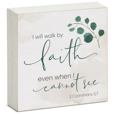 Counterart Walk By Faith Wood Box Sign In Green,ivory