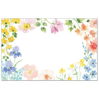 Counterart Watercolor Florals 24-sheet Premium Paper Placemats In Green