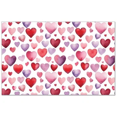 Counterart Watercolor Hearts 24-sheet Premium Paper Placemats In Red